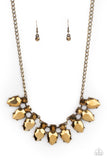 Extra Enticing - Brass Necklace - Paparazzi Accessories Necklace Bedazzle Me Pretty Mobile Fashion Boutique