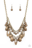 Extra Exhilarating - Brass Necklace - Paparazzi Accessories Necklace Bedazzle Me Pretty Mobile Fashion Boutique