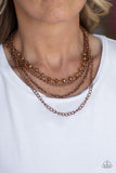 Extravagant Elegance - Copper Necklace - Paparazzi Accessories Necklace Bedazzle Me Pretty Mobile Fashion Boutique