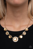 Extravagant Extravaganza - Gold Necklace - Paparazzi Accessories Necklace Bedazzle Me Pretty Mobile Fashion Boutique