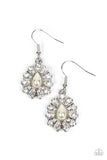 Extroverted Elegance - White Earrings - Paparazzi Accessories Earrings Bedazzle Me Pretty Mobile Fashion Boutique
