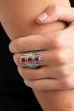 Eye-Catching Cats Eye - Red Ring - Paparazzi Accessories Ring Bedazzle Me Pretty Mobile Fashion Boutique