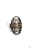 Fabulous Filigree - Brass Ring - Paparazzi Accessories Ring Bedazzle Me Pretty Mobile Fashion Boutique