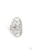 Fabulous Filigree - White Ring - Paparazzi Accessories Ring Bedazzle Me Pretty Mobile Fashion Boutique