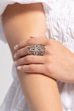 Fabulous Filigree - White Ring - Paparazzi Accessories Ring Bedazzle Me Pretty Mobile Fashion Boutique