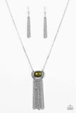 Fair-Weather FRINGE - Green Necklace - Paparazzi Accessories Necklace Bedazzle Me Pretty Mobile Fashion Boutique