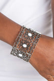 Fairest Filigree - White Bracelet - Paparazzi Accessories Bracelet Bedazzle Me Pretty Mobile Fashion Boutique