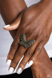 Fairy Wings - Brass Ring - Paparazzi Accessories Ring Bedazzle Me Pretty Mobile Fashion Boutique