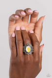 Fairytale Fanatic - Yellow Ring - Paparazzi Accessories Ring Bedazzle Me Pretty Mobile Fashion Boutique
