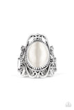 Fairytale Flair - White Ring - Paparazzi Accessories Ring Bedazzle Me Pretty Mobile Fashion Boutique