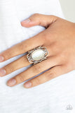 Fairytale Flair - White Ring - Paparazzi Accessories Ring Bedazzle Me Pretty Mobile Fashion Boutique