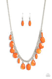 Fairytale Fortuity - Orange Necklace - Paparazzi Accessories Necklace Bedazzle Me Pretty Mobile Fashion Boutique