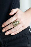 Fall Into VINE - Brass Ring - Paparazzi Accessories Ring Bedazzle Me Pretty Mobile Fashion Boutique