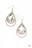 Famous - Gold Earrings - Paparazzi Accessories Earrings Bedazzle Me Pretty Mobile Fashion Boutique