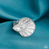 Fan Dance Dazzle - White Ring - Paparazzi Accessories Ring Bedazzle Me Pretty Mobile Fashion Boutique