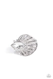 Fan Dance Dazzle - White Ring - Paparazzi Accessories Ring Bedazzle Me Pretty Mobile Fashion Boutique