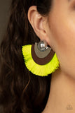 Fan The FLAMBOYANCE - Yellow Earrings - Paparazzi Accessories Earrings Bedazzle Me Pretty Mobile Fashion Boutique
