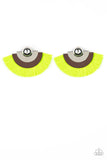 Fan The FLAMBOYANCE - Yellow Earrings - Paparazzi Accessories Earrings Bedazzle Me Pretty Mobile Fashion Boutique