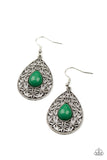 Fanciful Droplets - Green Earrings - Paparazzi Accessories Earrings Bedazzle Me Pretty Mobile Fashion Boutique