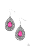Fanciful Droplets - Pink Earrings - Paparazzi Accessories Earrings Bedazzle Me Pretty Mobile Fashion Boutique