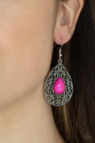 Fanciful Droplets - Pink Earrings - Paparazzi Accessories Earrings Bedazzle Me Pretty Mobile Fashion Boutique