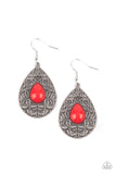 Fanciful Droplets - Red Earrings - Paparazzi Accessories Earrings Bedazzle Me Pretty Mobile Fashion Boutique