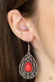 Fanciful Droplets - Red Earrings - Paparazzi Accessories Earrings Bedazzle Me Pretty Mobile Fashion Boutique