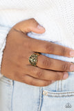 Fanciful Flower Gardens - Brass Ring - Paparazzi Accessories Ring Bedazzle Me Pretty Mobile Fashion Boutique