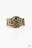 Fanciful Flower Gardens - Brass Ring - Paparazzi Accessories Ring Bedazzle Me Pretty Mobile Fashion Boutique