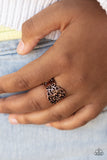 Fanciful Flower Gardens - Copper Ring - Paparazzi Accessories Ring Bedazzle Me Pretty Mobile Fashion Boutique