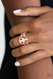Fanciful Flower Gardens - Rose Gold Ring - Paparazzi Accessories Ring Bedazzle Me Pretty Mobile Fashion Boutique