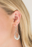 Fancy First - White Earrings - Paparazzi Accessories Earrings Bedazzle Me Pretty Mobile Fashion Boutique