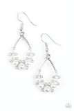 Fancy First - White Earrings - Paparazzi Accessories Earrings Bedazzle Me Pretty Mobile Fashion Boutique