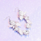 Fancy Flaunter - White Earrings - Paparazzi Accessories Earrings Bedazzle Me Pretty Mobile Fashion Boutique