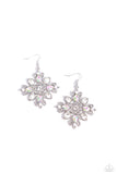 Fancy-Free Florals - White Earrings - Paparazzi Accessories Earrings Bedazzle Me Pretty Mobile Fashion Boutique