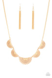 Fanned Out Fashion - Gold Necklace - Paparazzi Accessories Necklace Bedazzle Me Pretty Mobile Fashion Boutique