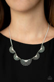 Fanned Out Fashion - Silver Necklace - Paparazzi Accessories Necklace Bedazzle Me Pretty Mobile Fashion Boutique