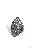 Fantastically Floral - Black Ring - Paparazzi Accessories Ring Bedazzle Me Pretty Mobile Fashion Boutique