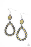 Farmhouse Fashion Show - Yellow Earrings - Paparazzi Accessories Earrings Bedazzle Me Pretty Mobile Fashion Boutique