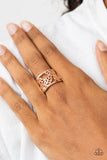 Farmhouse Foliage - Rose Gold Ring - Paparazzi Accessories Ring Bedazzle Me Pretty Mobile Fashion Boutique