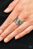 Farmhouse Foliage - Silver Ring - Paparazzi Accessories Ring Bedazzle Me Pretty Mobile Fashion Boutique