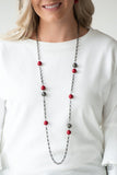 Fashion Fad - Red Necklace - Paparazzi Accessories Necklace Bedazzle Me Pretty Mobile Fashion Boutique