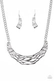 Fashionably Fractured - Silver Necklace - Paparazzi Accessories Necklace Bedazzle Me Pretty Mobile Fashion Boutique