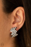 Fast as Lightning - Black Clip-On Earrings - Paparazzi Accessories Clip-On Earrings Bedazzle Me Pretty Mobile Fashion Boutique