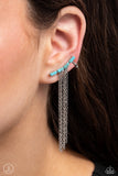 Fault Line Fringe - Blue Post Earrings - Paparazzi Accessories Post Earrings Bedazzle Me Pretty Mobile Fashion Boutique