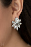 Fearless Finesse - White Clip-On Earrings - Paparazzi Accessories Clip-On Earrings Bedazzle Me Pretty Mobile Fashion Boutique