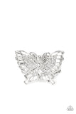 Fearless Flutter - White Ring - Paparazzi Accessories Ring Bedazzle Me Pretty Mobile Fashion Boutique