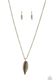 Feather Forager - Brass Necklace - Paparazzi Accessories Necklace Bedazzle Me Pretty Mobile Fashion Boutique