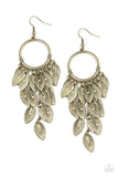 Feather Frenzy - Brass Earrings - Paparazzi Accessories Earrings Bedazzle Me Pretty Mobile Fashion Boutique
