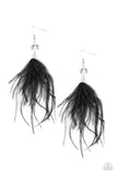 Feathered Flamboyance - Black Earrings - Paparazzi Accessories Earrings Bedazzle Me Pretty Mobile Fashion Boutique